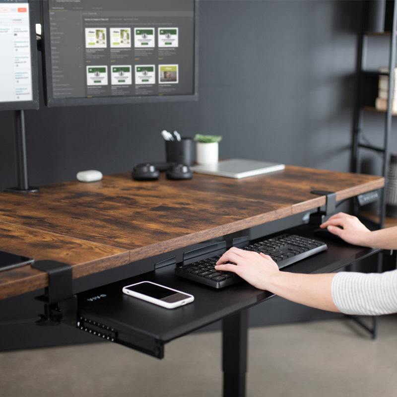 Black Extra Long Clamp-on Under Desk Keyboard Tray