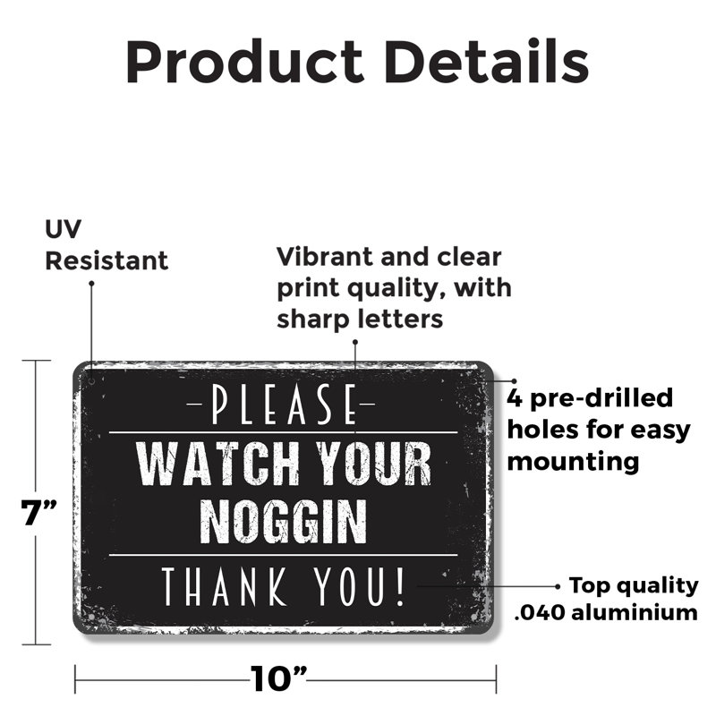 «Watch Your Noggin Custom» (paquet de 2) en aluminium 7 po x 10 po