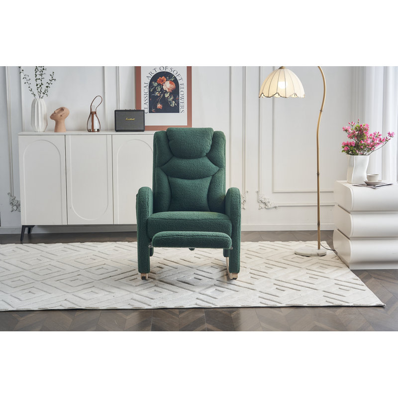Chaise berçante en tissu avec repose-pieds Teddy, Vert