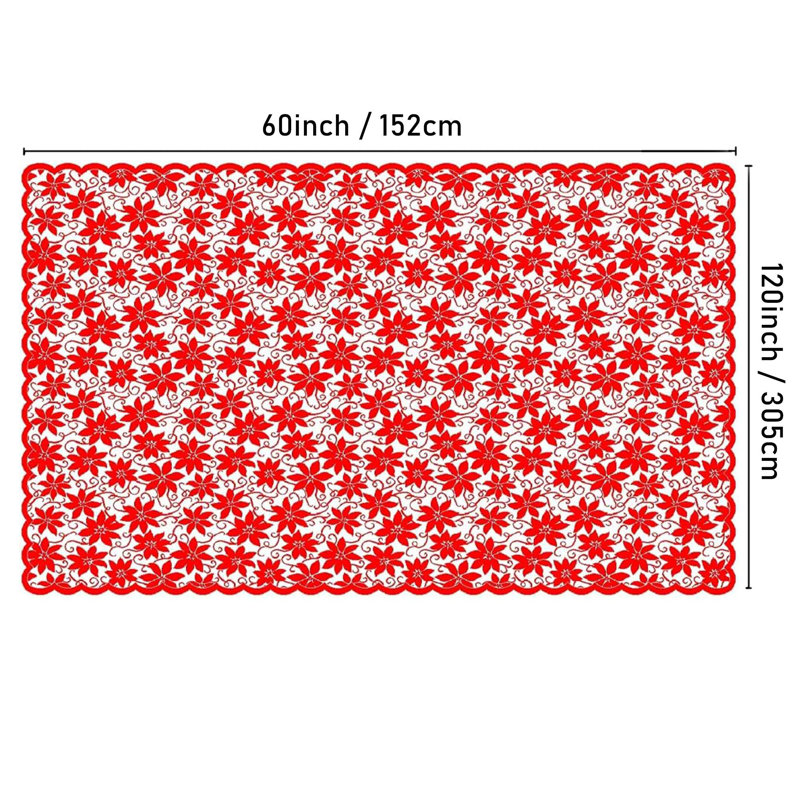 Nappe de Noël rectangulaire en dentelle rouge pour table à manger