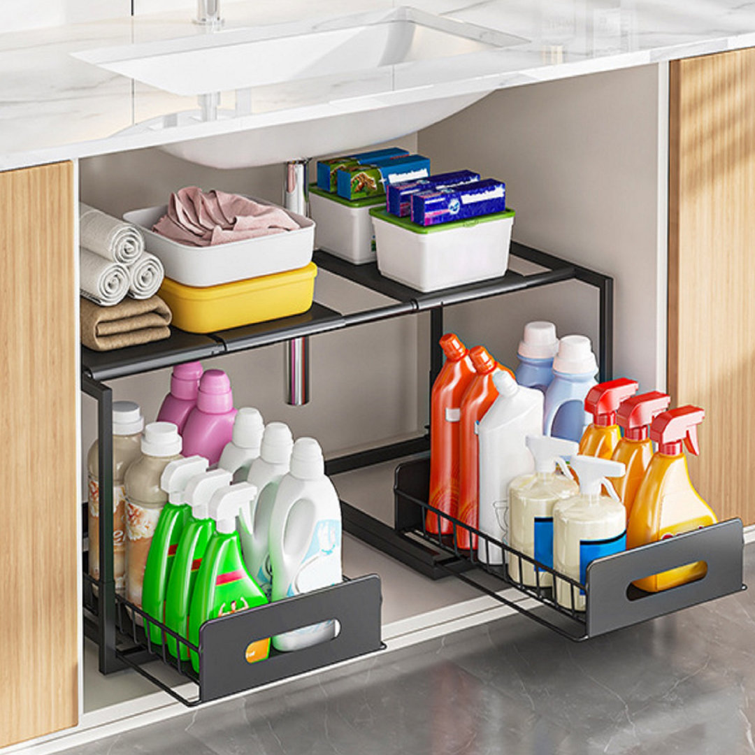 2-Tier Sink Rack Pull-Out Base Cabinet Rack (68-75 Cm)