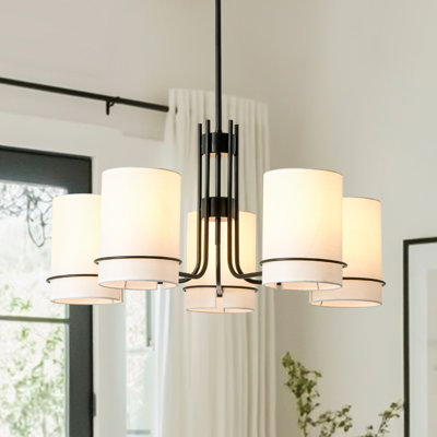 5-Light Cylinder Fabric Chandelier 