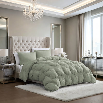 Ensemble de couette Halston Pintuck Puffer 3 pièces - Ultra-doux, moelleux, toutes saisons, durable, facile d'entretien