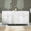 Meuble-lavabo double 60 po en bois massif avec plateau en acrylique, blanc-572245146