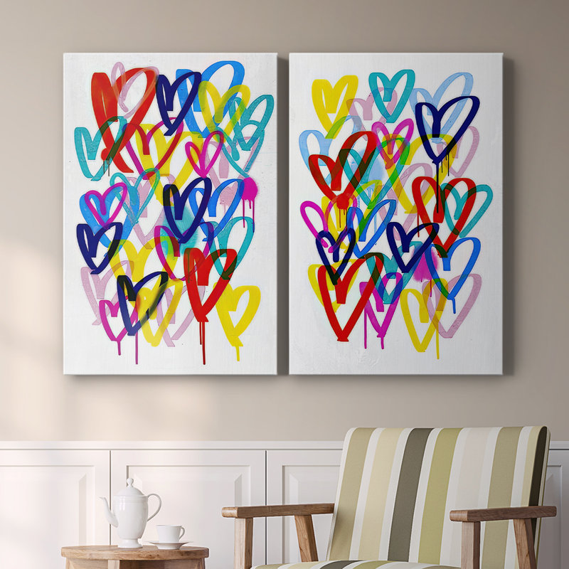 Coeurs sur toile I-Premium avec toile tendue - prêt à être accroché, H 18 po x l 24 po