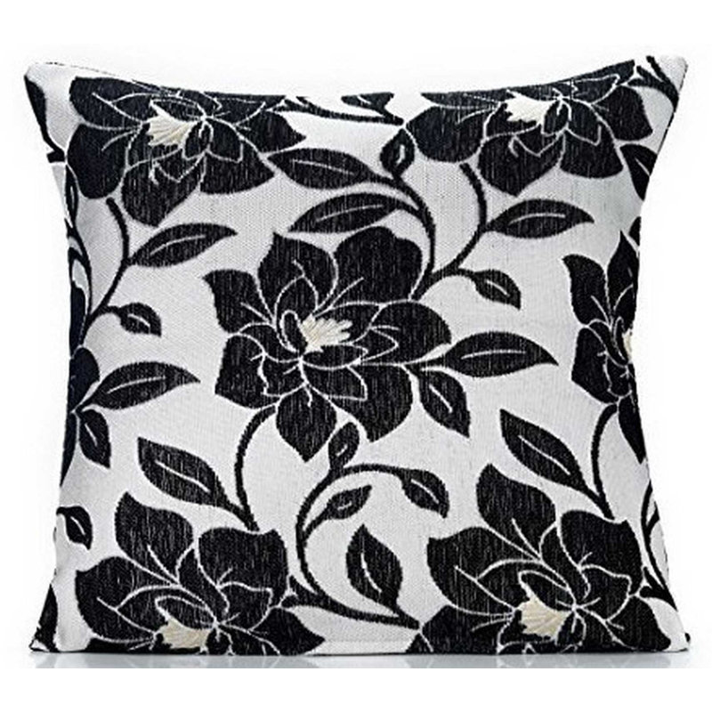 Chizuko Floral Square Cushion Cover, Black