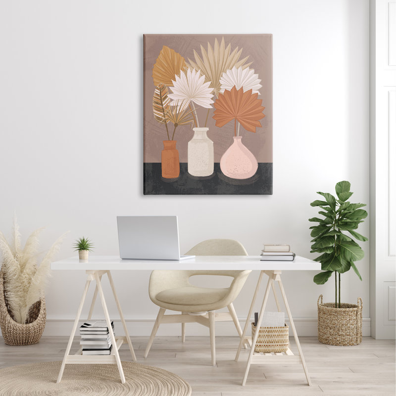 Feuilles de palmier en pot, H 36 po x l 36 po x P 1,5 po, Plaque murale