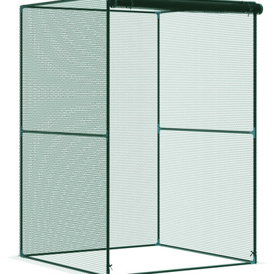 Cage de protection pour cultures de jardin 1,20 m x 1,20 m - Porte à fermeture éclair, cadre en acier inoxydable, maille pour la protection des plantes dans le jardin et l'arrière-cour, en acier, pour protéger les plantes des intempéries