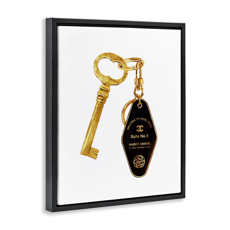 Cadre flottant Luxury Fashion Key, design par Ziwei Li, Cadre flottant noir de jais, H 21 po x l 17 po