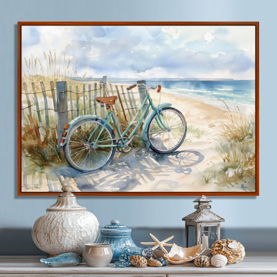 Blue Bicycle On The Beach Pathway I - Coastal Wall Art