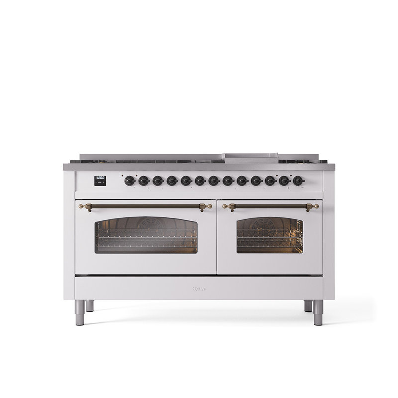 ILVE Nostalgie II 60 Dual Fuel Range, 9 Burners, Griddle, Natural Gas, RAL Color/Bronze