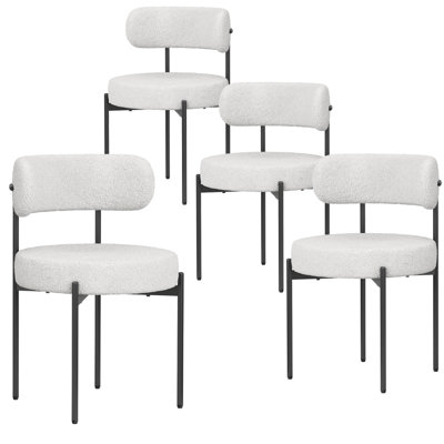 Ensemble de 4 chaises de salle à manger de style Mid-Century avec dossier incurvé et dossier arrondi avec pieds en métal Sherpa