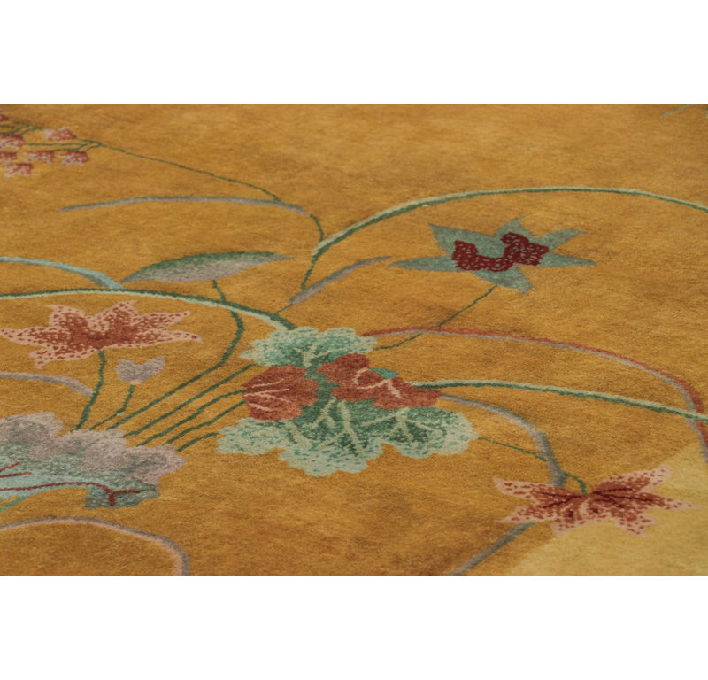Art Deco Handmade Kilim Wool Floral Area Rug, Rectangle 6' x 9'
