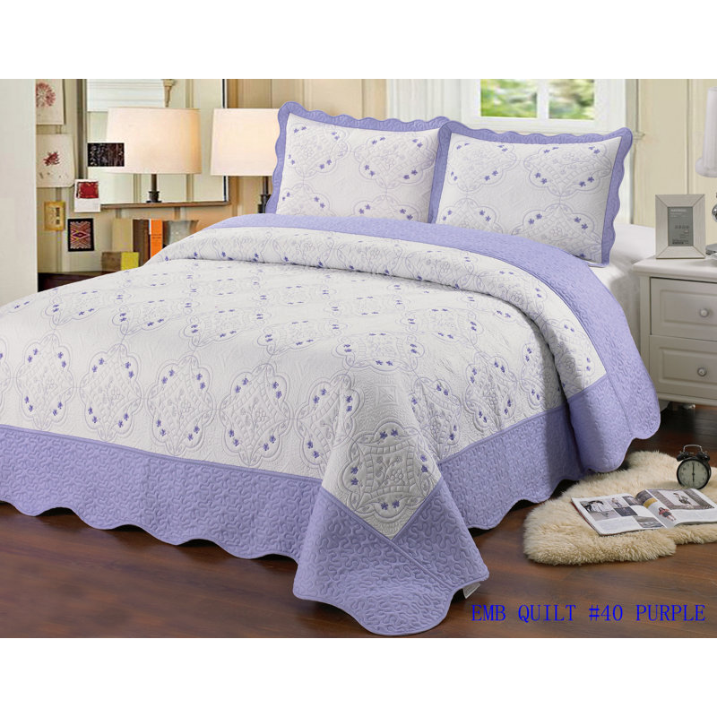 Ensemble de courtepointe brodée d'été 2 pièces Marina Soft Home Marina, Courtepointe simple + 1 taie décorative standard