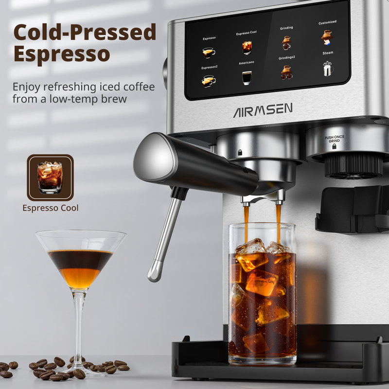 Airmsen 7.9'' Semi-Automatic Espresso Machine With Grinder