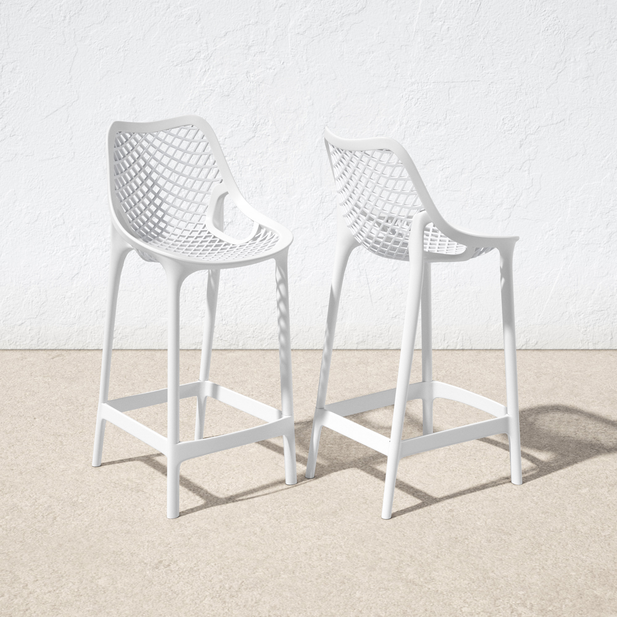 Farrah Patio Bar Stool, White, 25.6"