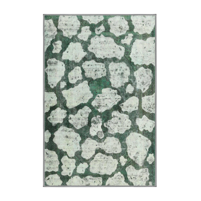 Tapis contemporain bleu sarcelle / beige, Rectangle 6 pi x 9 pi