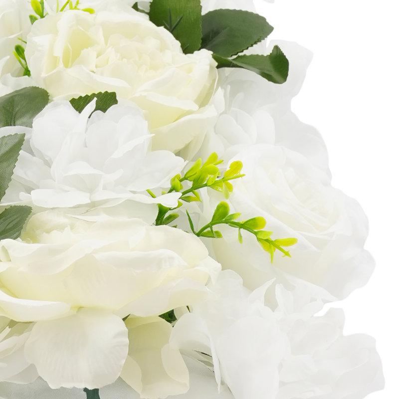 Wall Panel Arrangement Artificial Flower Wall Background, White