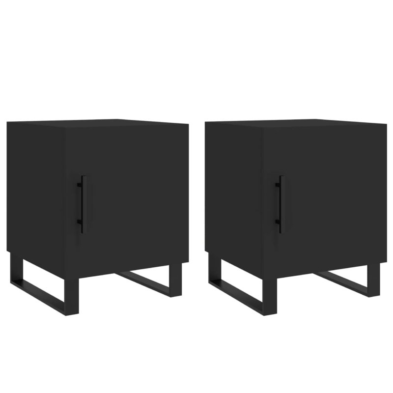 Bodaway 40cm W Manufactured Wood Bedside Table, Black, Set of 2