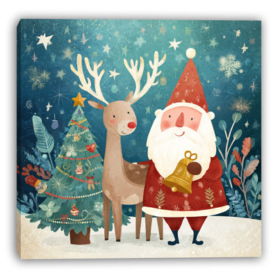 Toile fantaisiste père Noël et renne