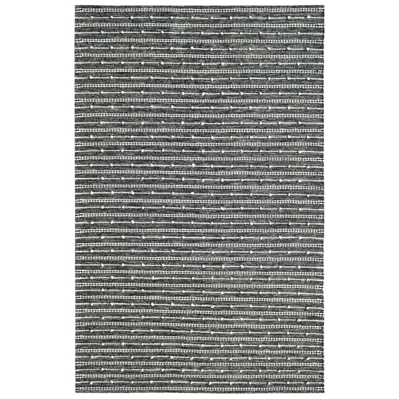 Tapis gris en laine / coton crocheté à la main Hubbert, Rectangle 5 pi x 8 pi