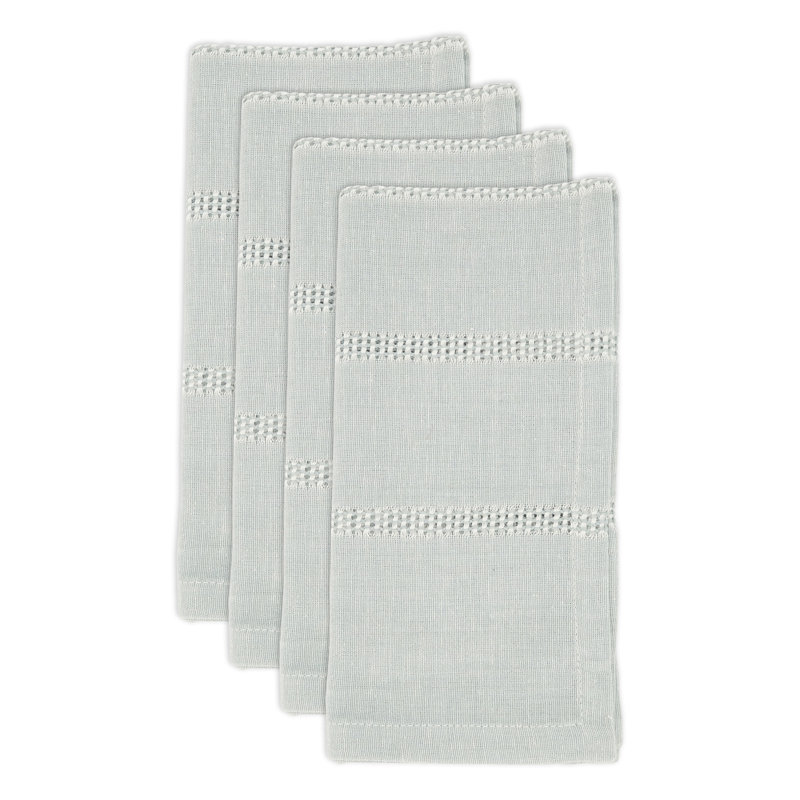 90% coton - 10% lin serviette rectangulaire, Bleu / gris