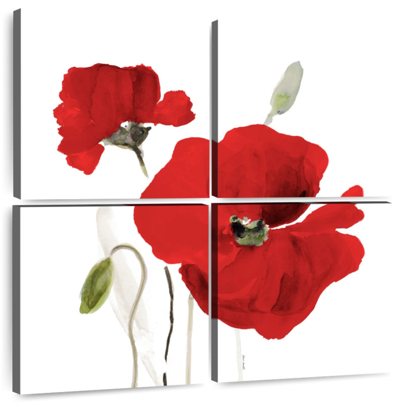 Harnek All Red Poppies I, 50" H x 50" W