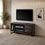 Meuble télé de style moderne du milieu du siècle avec rangement à plusieurs niveaux et garde-robe