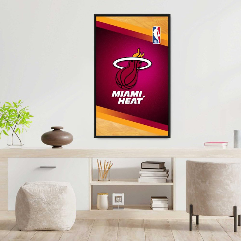 «Miami Heat NBA», art mural sur toile - Équipe de basketball sous licence officielle - prêt à être accroché, Noir