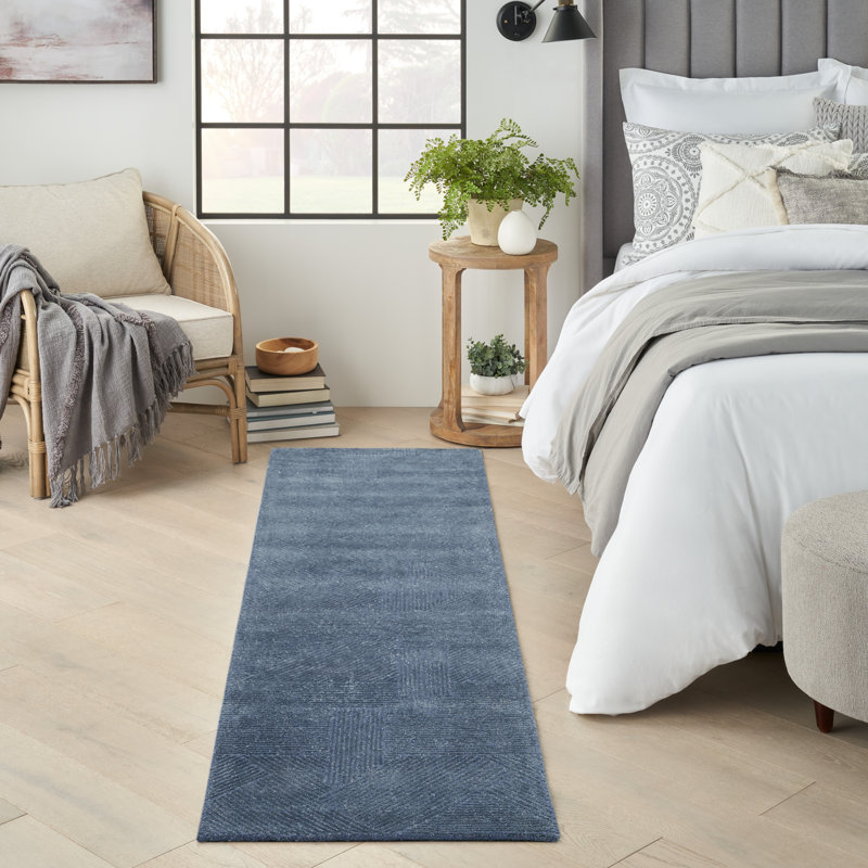 Chrisly Geometric Area Rug in Blue, Runner 2'3" x 8'