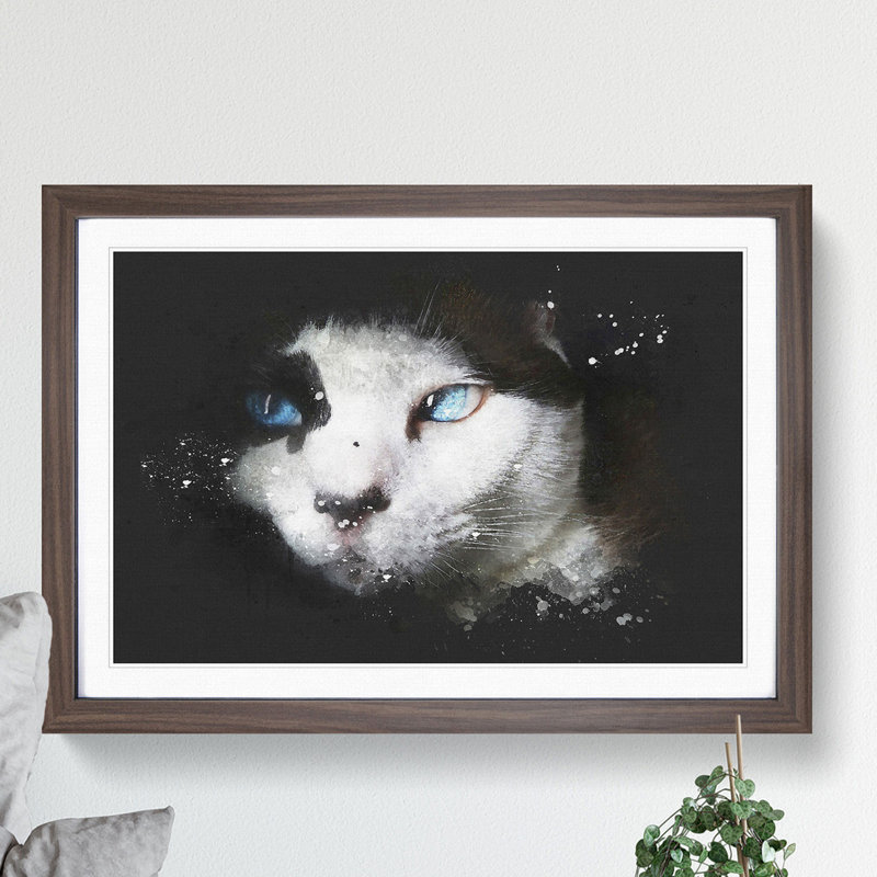 Portrait of a Cat Vol.10 - Picture Frame Graphic Art, Oak Framed, 65cm H x 90cm W x 2cm D