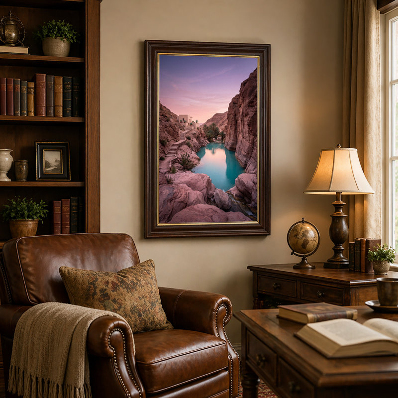 Art mural sur toile, "Desert Canyon Pool", 18"H x 12"W