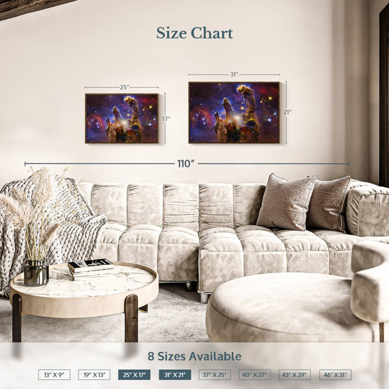 Nebulae And Stars, 25" X 17", Floating Frame Walnut