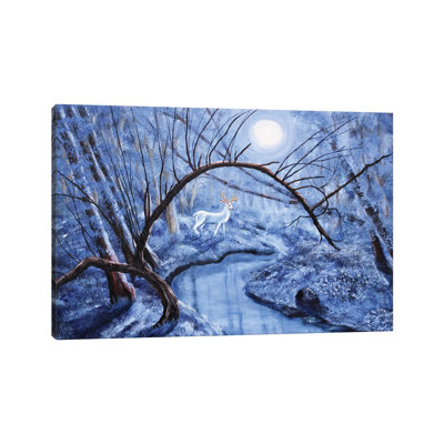 White Stag At Dunawi Creek by Laura Iverson - Wrapped Canvas Print