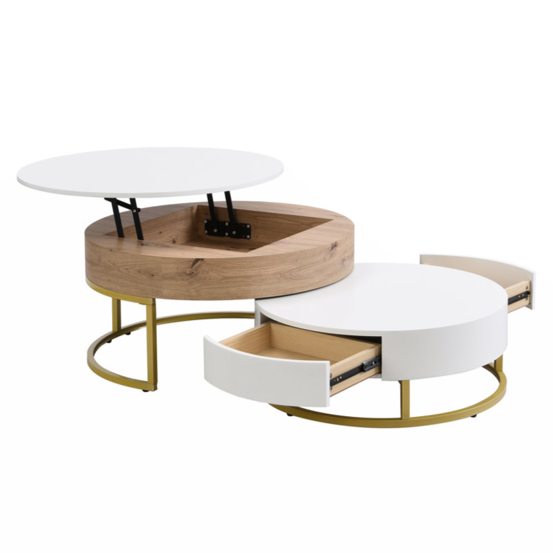 Table basse Jonah, Blanc / Naturel
