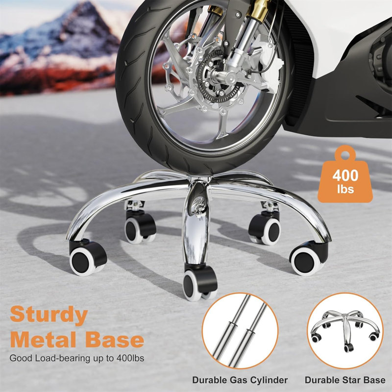 Rolling Stools with Wheels Foot Rest, Backrest Adjustable Height, Heavy Duty 400lbs Weight Capacity