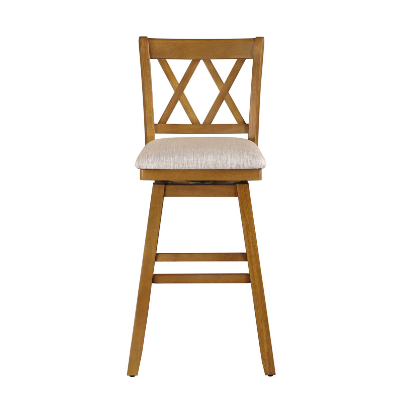 Tabouret de bar et de comptoir pivotant Renetta, Chêne véritable, Lin avoine, Tabouret de bar (siège d'une hauteur de 29 po)