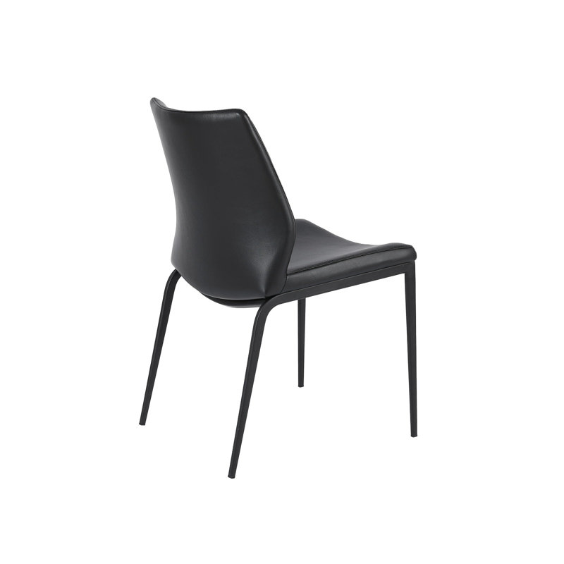 Buettner Faux Leather Upholstered Metal Side Chair, Black