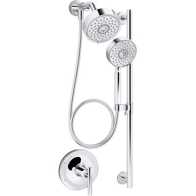 Kohler Purist Performance Showering Kit, 1.75 GPM Multifunction Showerhead and Handshower Package, Three Spray Settings