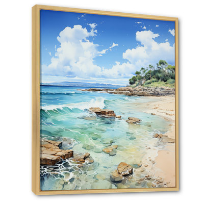 «Eljah Beach», empreintes de pas sur une impression sur toile