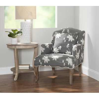 Arlynda Floral Embroidered Upholstered Accent Armchair