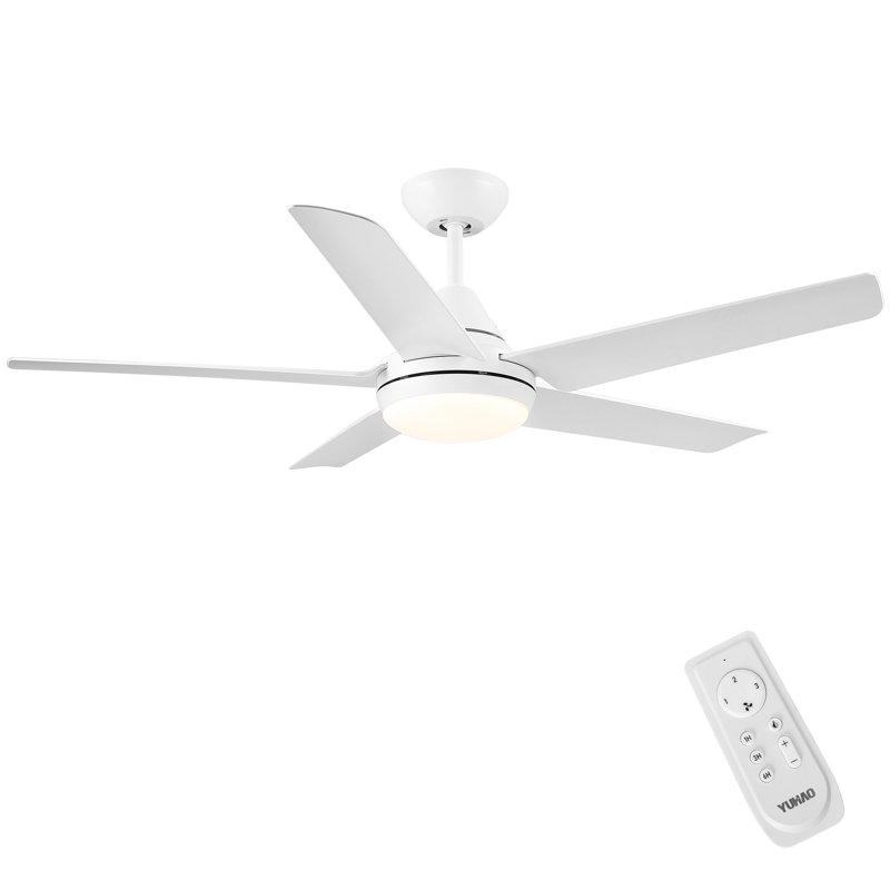 Ventilateur de plafond 5 lumières Modern, Blanc avec pales blanches