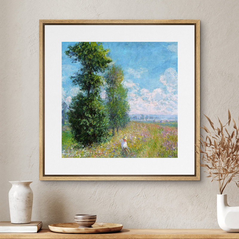 «Meadow With Poplars» par Claude Monet, reproduction d'art encadrée sur toile par Claude Monet, Naturel