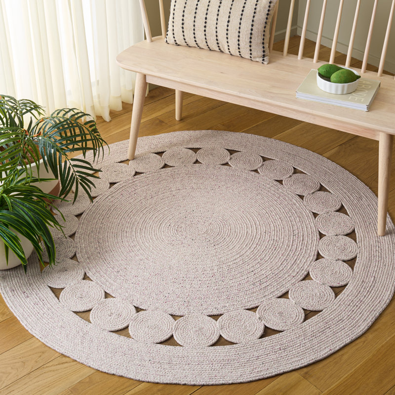 Braided Hand Woven No Pattern Indoor Rug, 5'-0" x 5'-0" Round