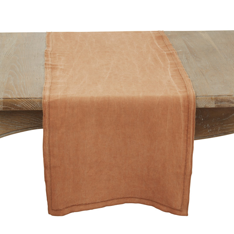Aneta Stonewashed Overlock Edge Table Runner, Orange