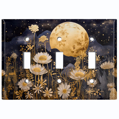 Couvercle de plaque d'interrupteur en métal; Bascule standard à 3 bandes US - clair de lune pré