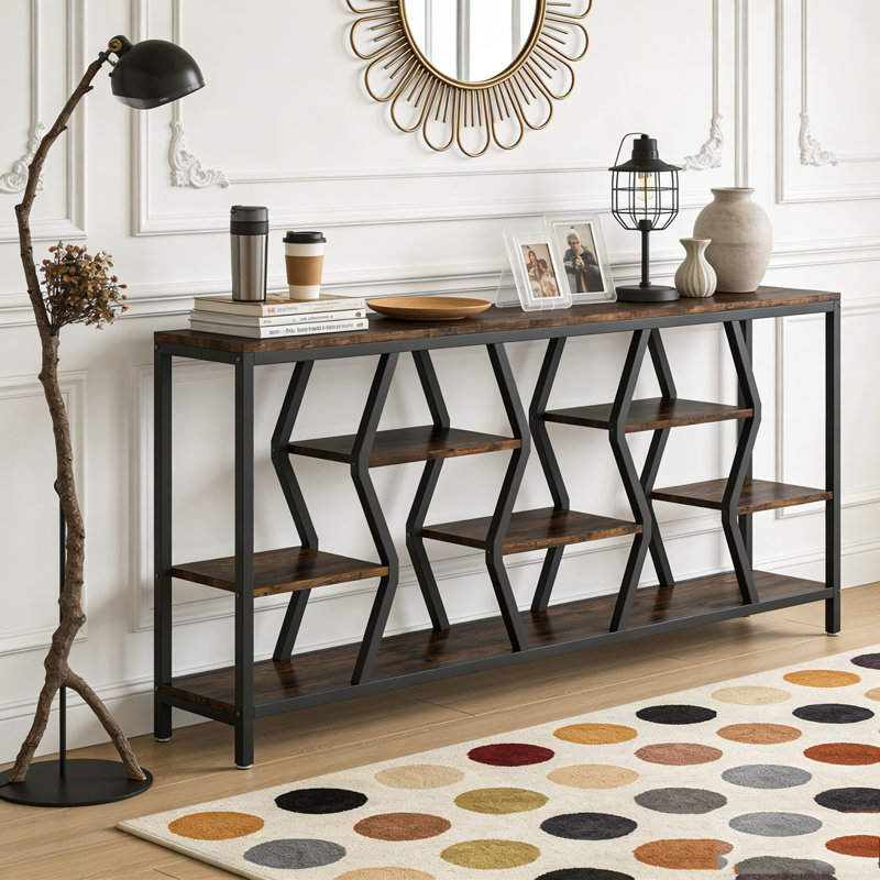 Console industrielle avec tablettes et rangement