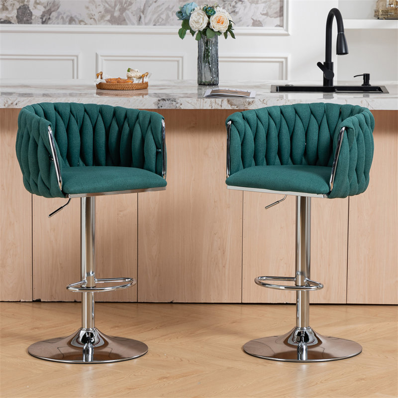 Tabourets de bar pivotants à 360 degrés avec repose-pieds, réglables à 360 degrés, Green