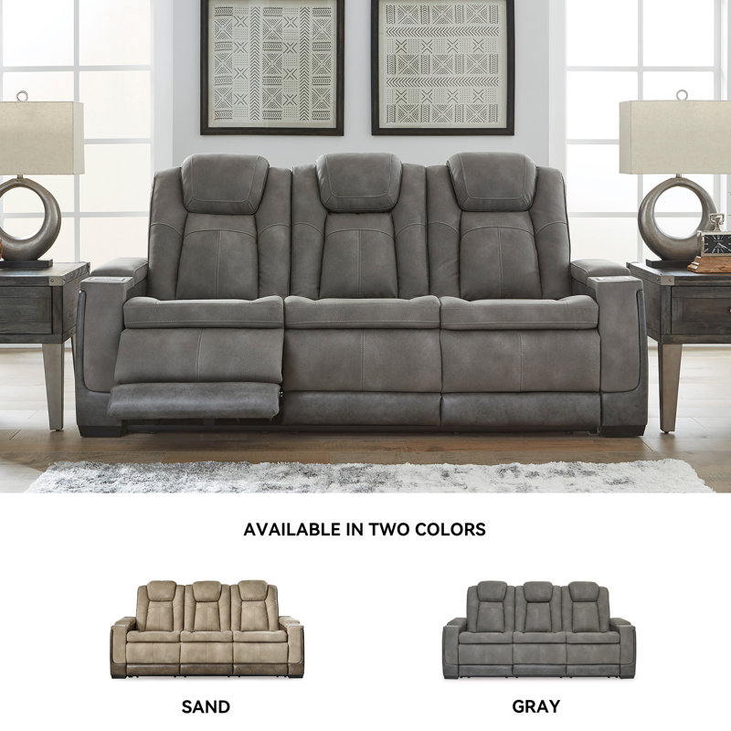 Canapé inclinable électrique avec appui-tête réglable Next-Gen Durapella, Similicuir gris ardoise, Noir / gris