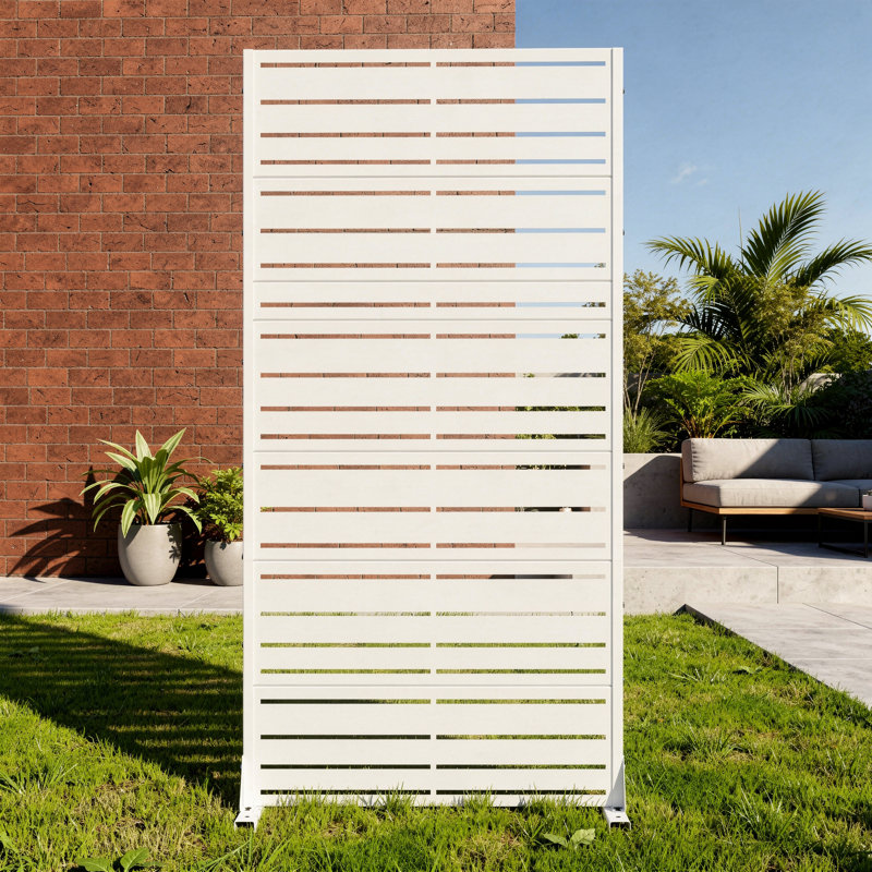 Paravent d'extérieur en métal, Blanc, H 72 po x l 35 po x P 16 po, 1